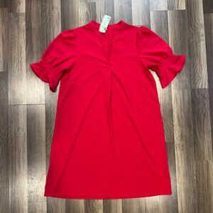 Chic Red Blouse with Ruffle Sleeves